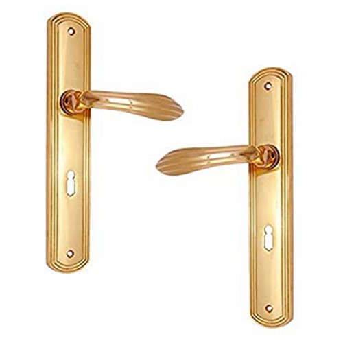 "Lamech" Brass Door Handle with Plate 